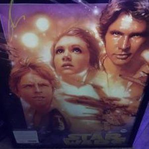 Signed George Lucas Star Wars Poster PSA
